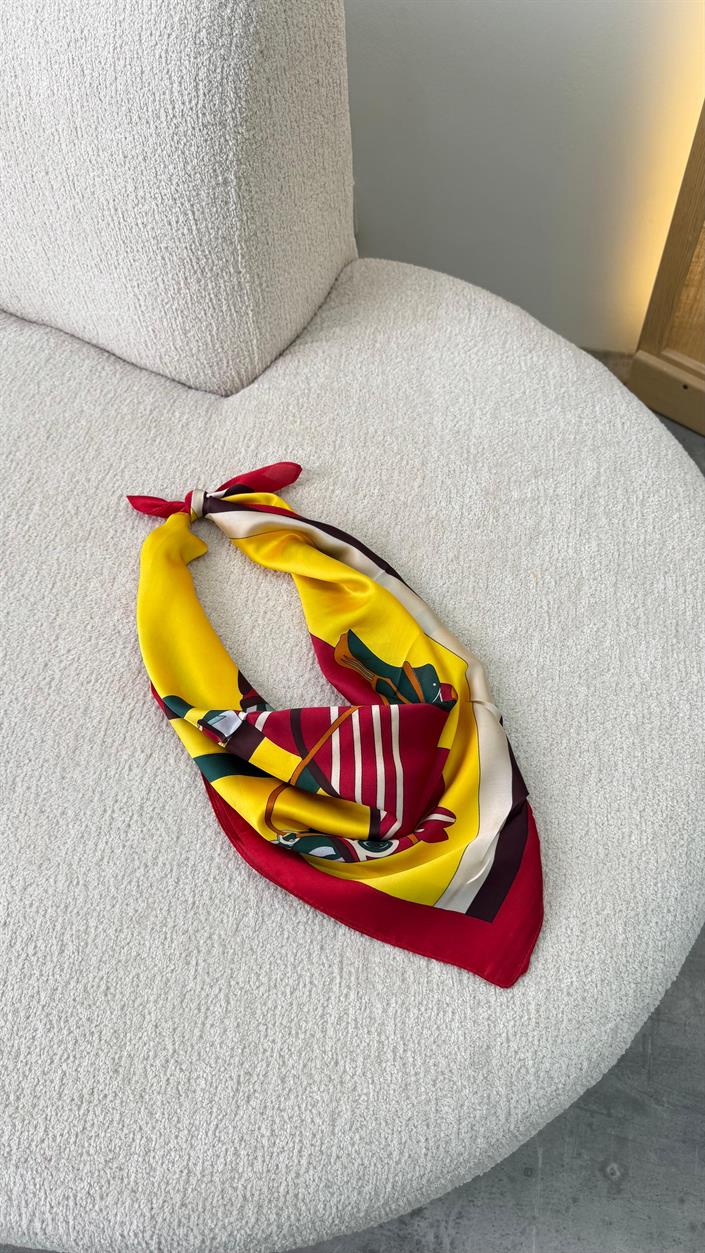 Kırmızı At Desenli Fular GAUS-00334