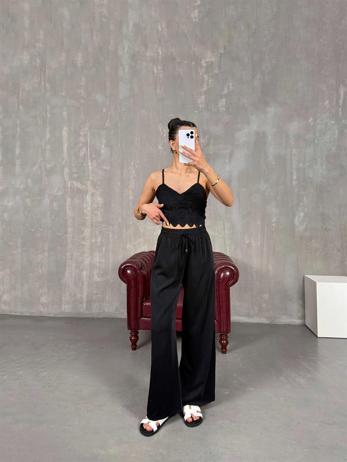 Siyah Beli Lastikli Salaş Pantolon Gaus00121