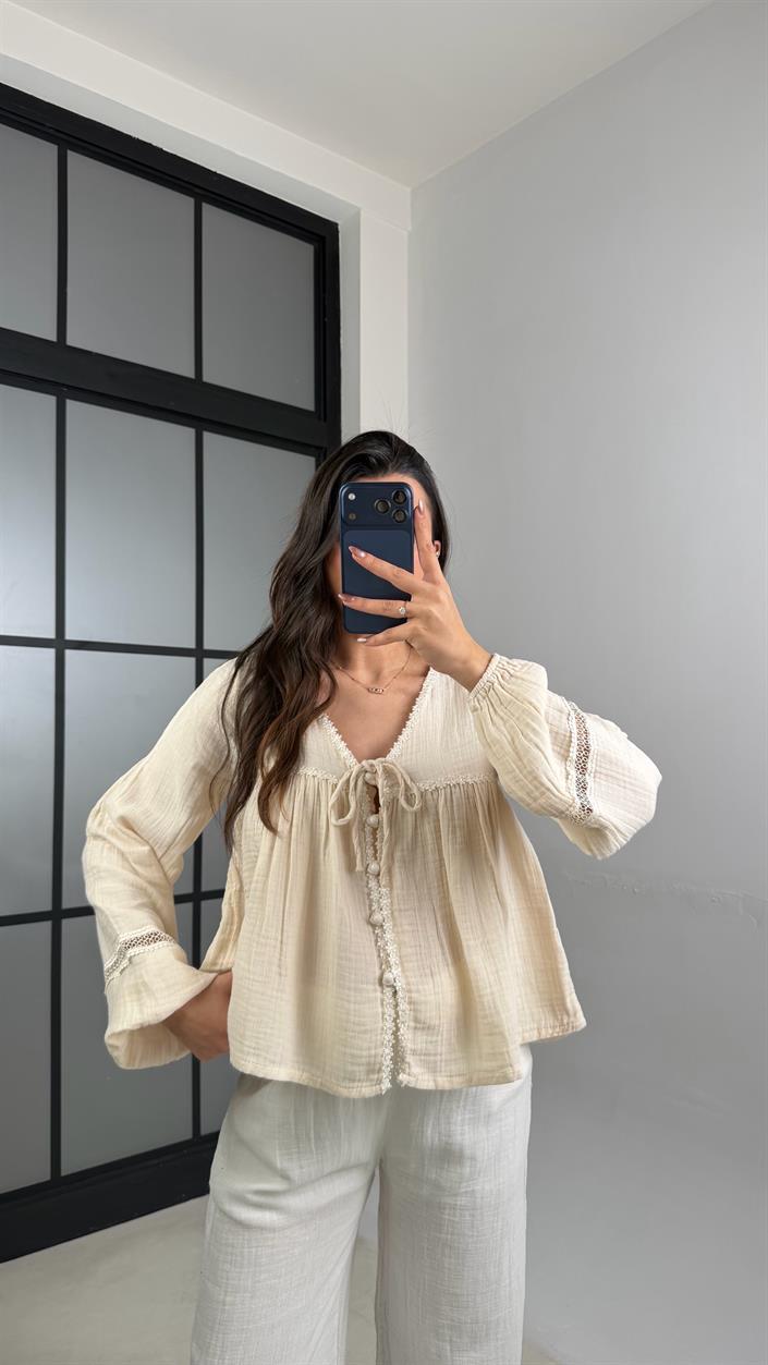 Taş İşlemeli Müslin Bluz GAUS-01151