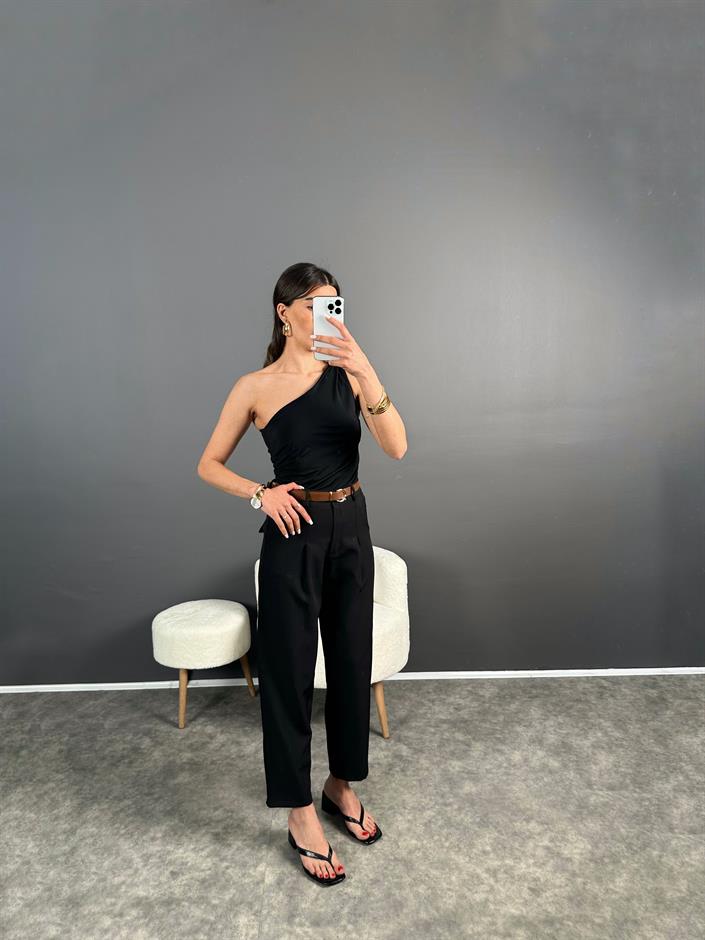 Siyah ZR Muadil Kemerli Pantolon 