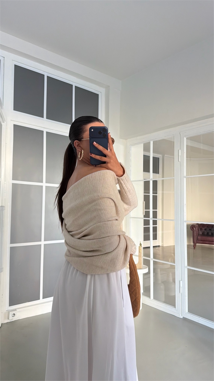 Ekru Pinterest Tasarım Hırka GAUS-02003