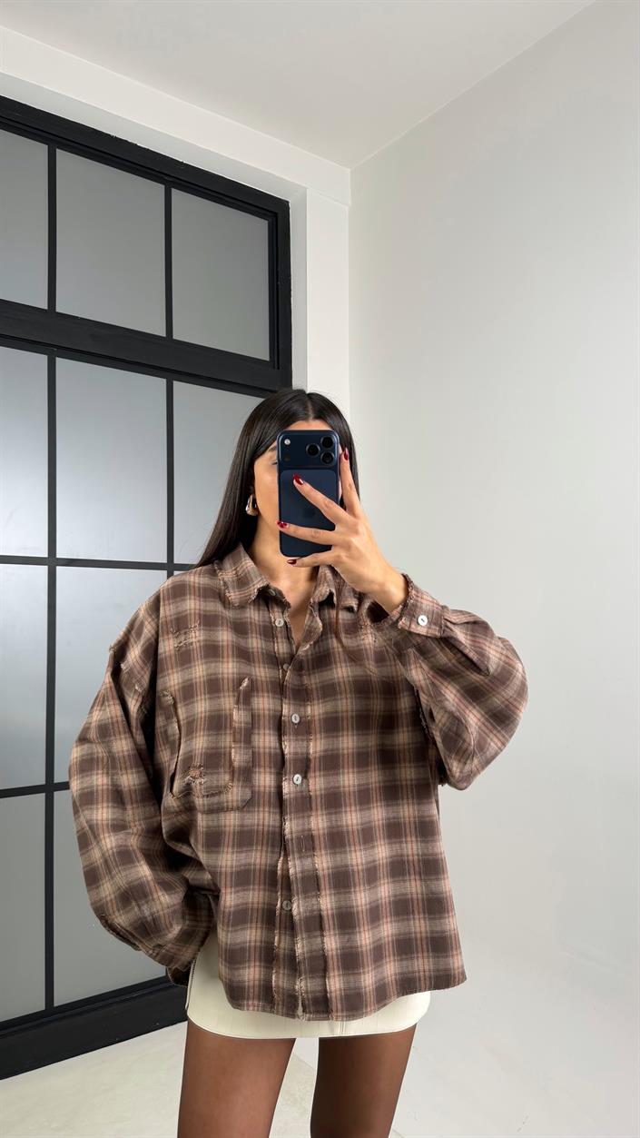 Kahve Ekoseli Oduncu Gömlek GAUS-00617