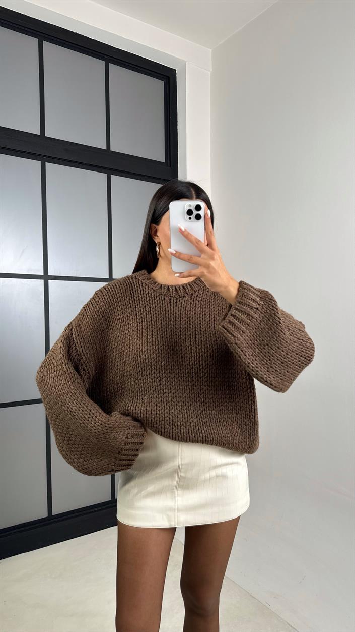 Kahve Örgü Kazak GAUS-00129