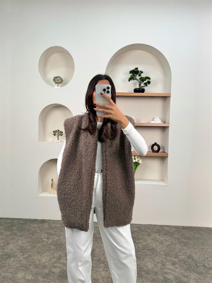 Viven Kahve Kemerli Yumoş Yelek