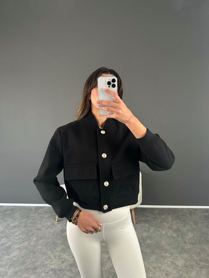 RD Siyah Bomber Kaşe Ceket 