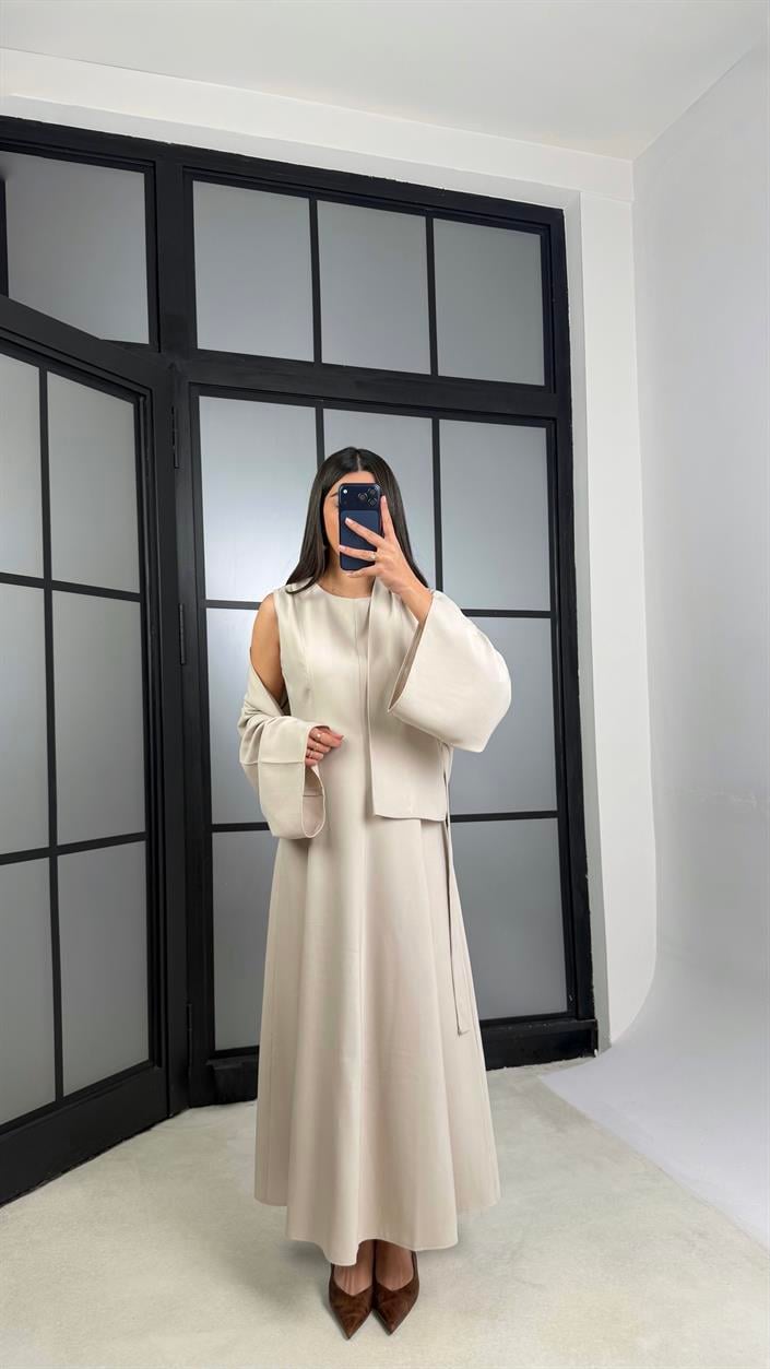 Taş Kuşaklı Ceket Elbise Premium Tencel Takım GAUS-01165
