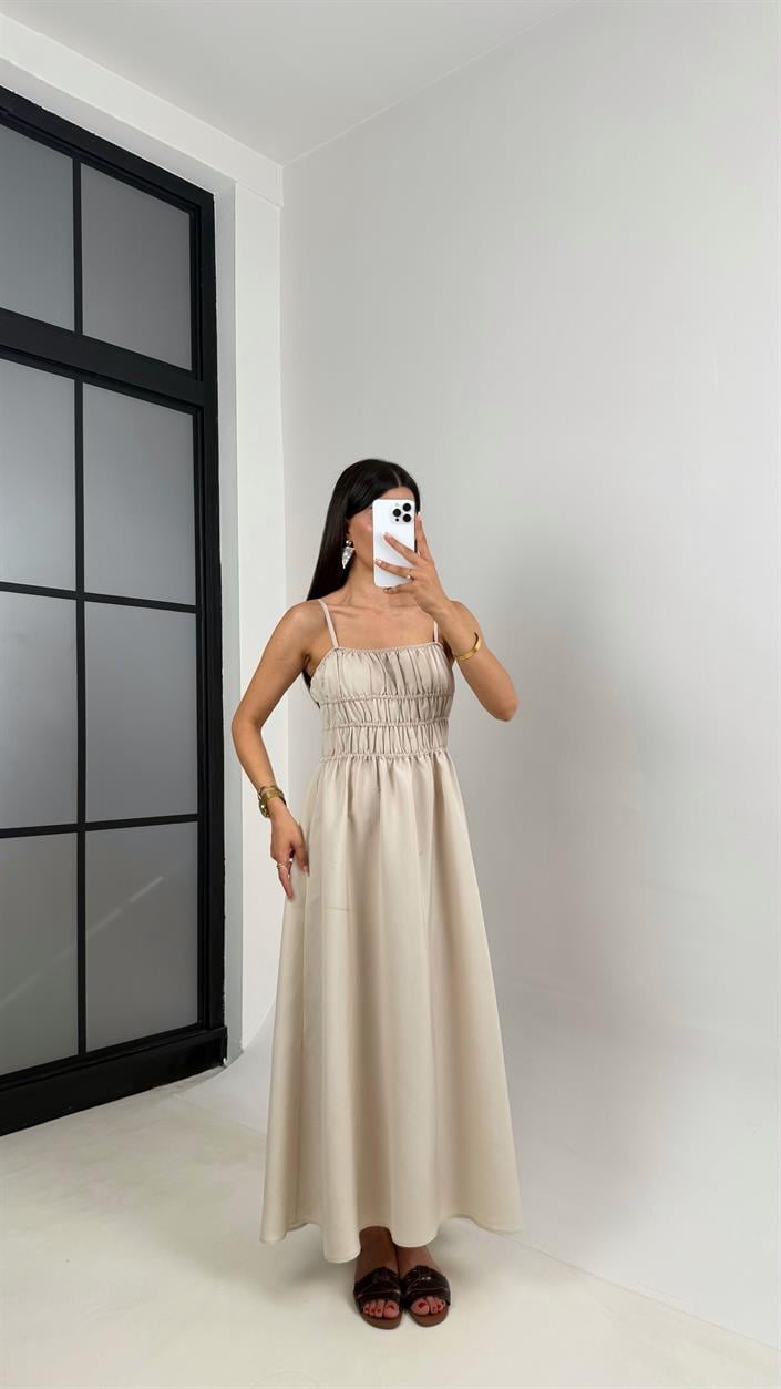 Vizon Ayarlanabilir Askılı Gipeli MD Muadil Tencel Elbise Gaus00617