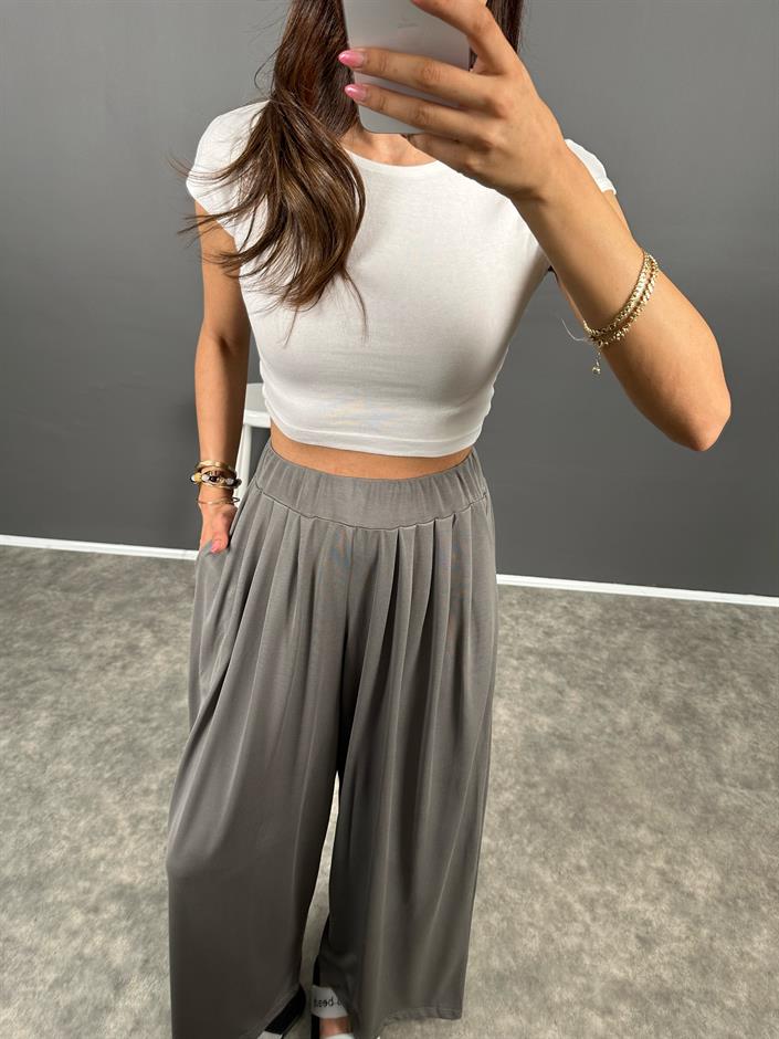 Flos Gri Oys Modal Kumaş Rahat Dokuma Pantolon