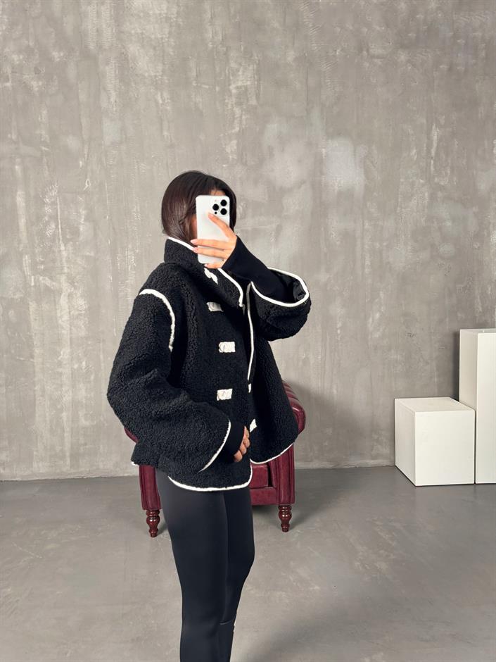 Hines Siyah Astarlı Peluş Mont