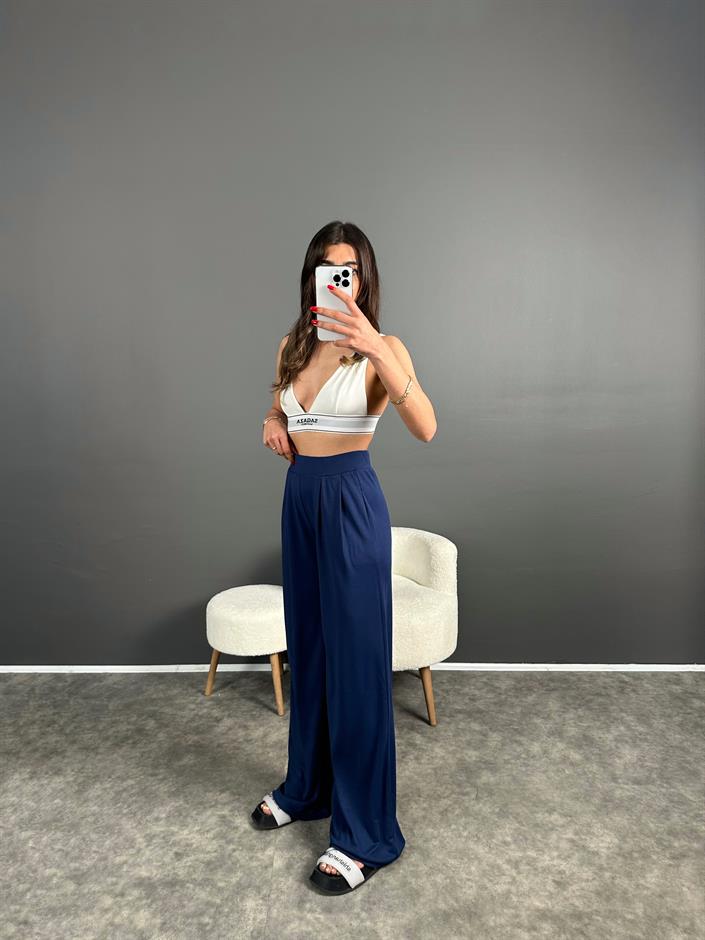 Anja Lacivert Pike Modal Kumaş Pantolon