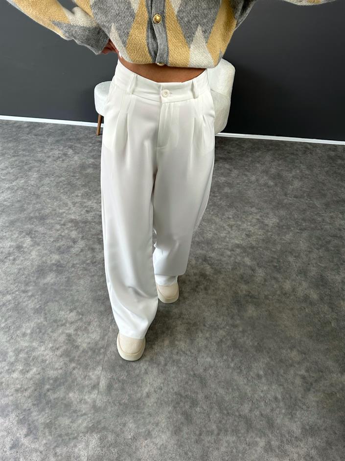 Beyaz Palazzo Pantolon 