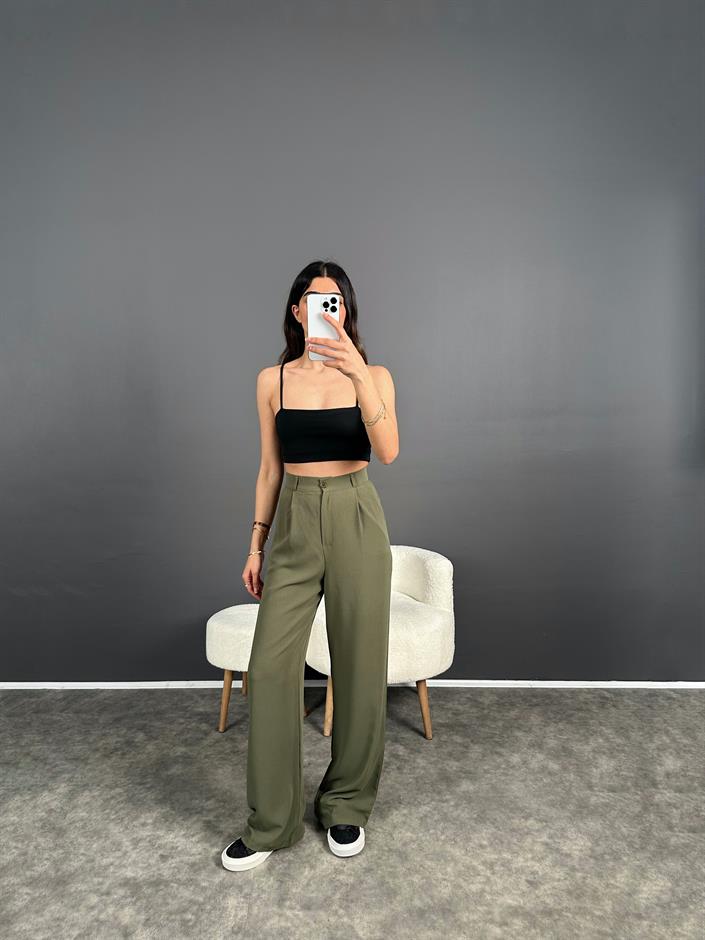 Haki Ayrobin Palazzo Pantolon