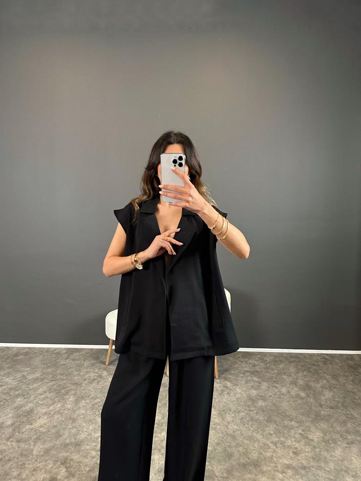 Liu Siyah Zr Model Yelekli İkili Takım