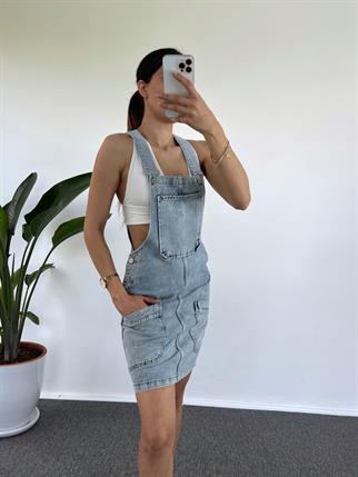 Denim Salopet Elbise 