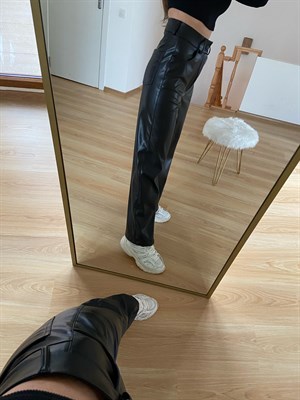 Deri Siyah  Palazzo Pantolon