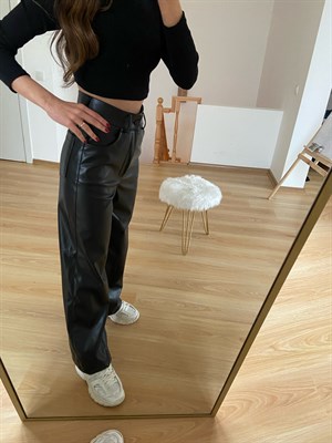 Deri Siyah  Palazzo Pantolon