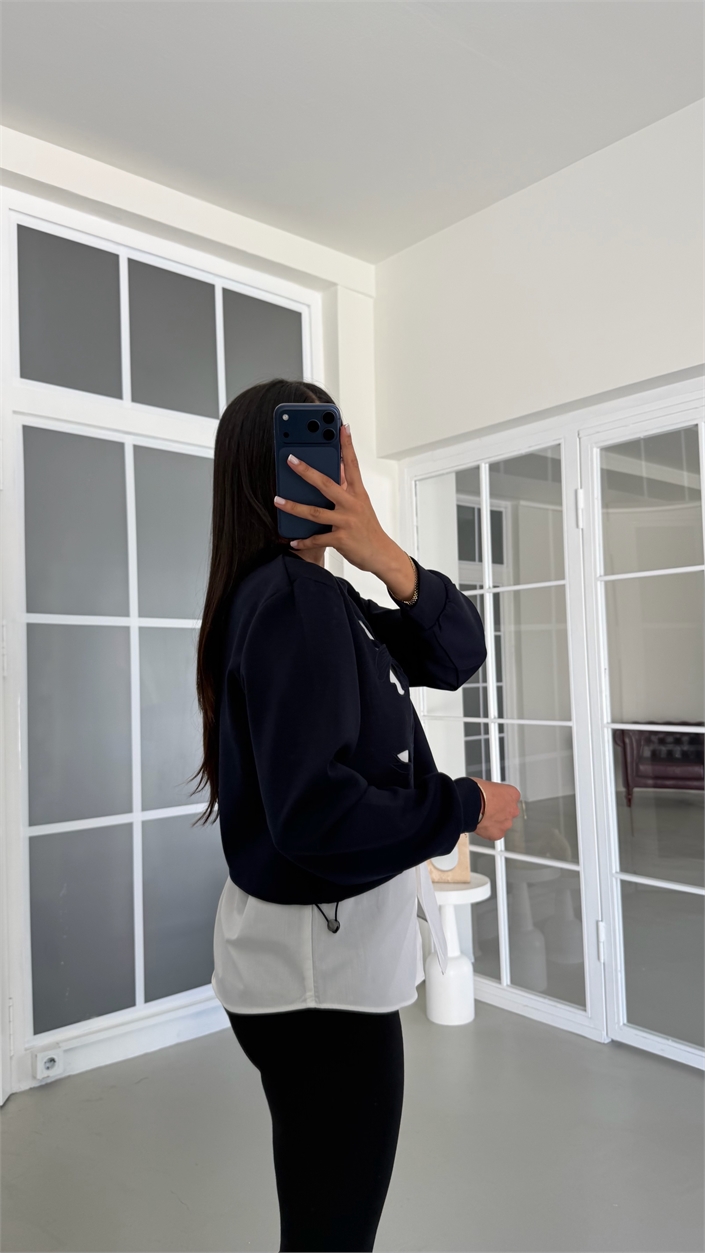 Lacivert TWST Model Gömlek Detaylı Sweatshirt GAUS-02059