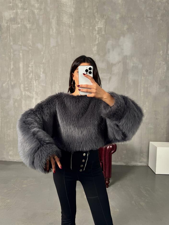 Evas Füme Muadil Kürk Sweat