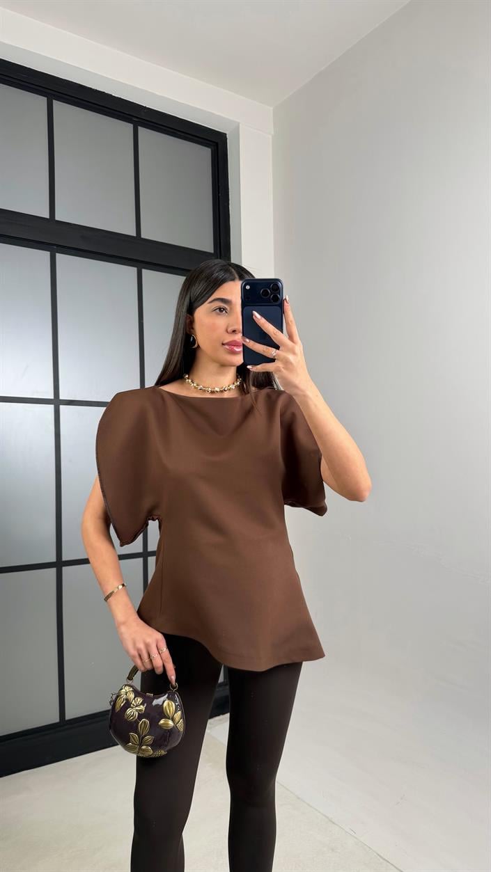 Kahve Balon Kol Bluz GAUS-01126
