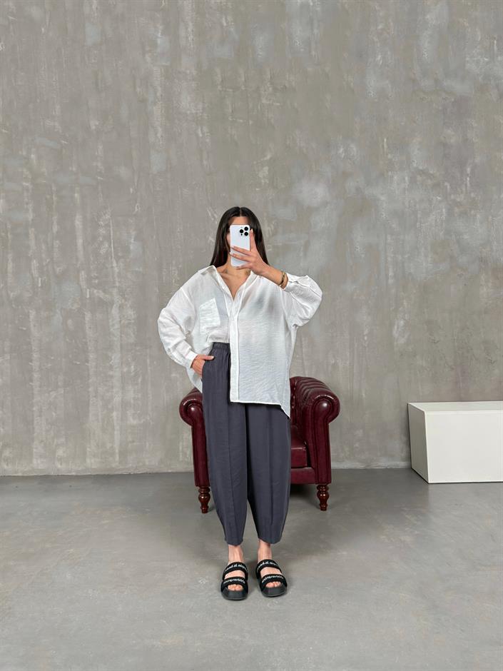 Orfi Antrasit Çımalı Tensel Şalvar Pantolon