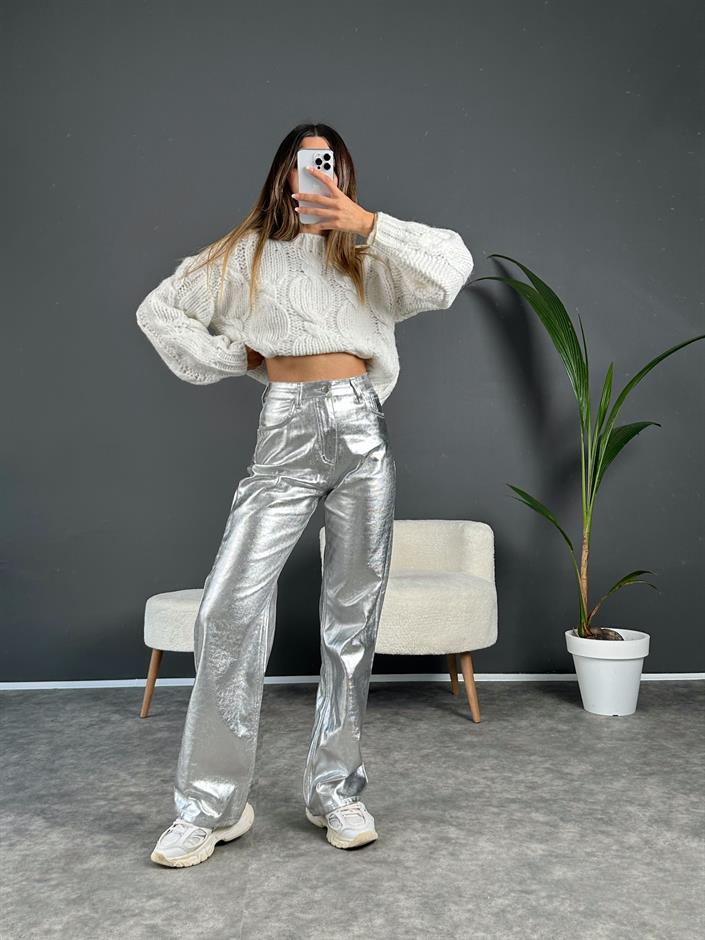 DK Metalik Wide Leg Pantolon 