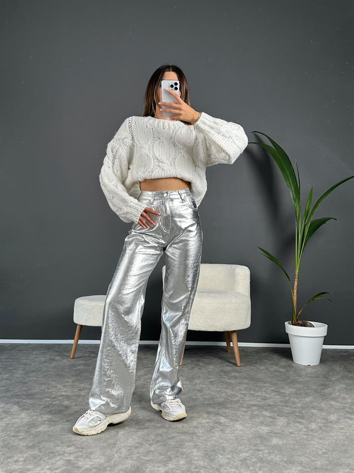 DK Metalik Wide Leg Pantolon 