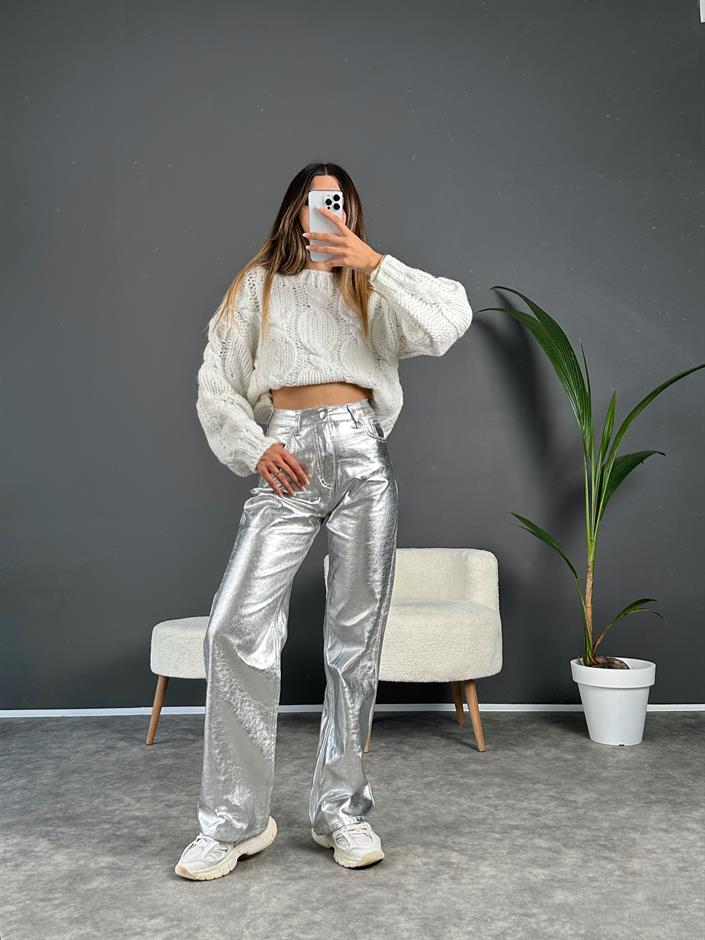 DK Metalik Wide Leg Pantolon 