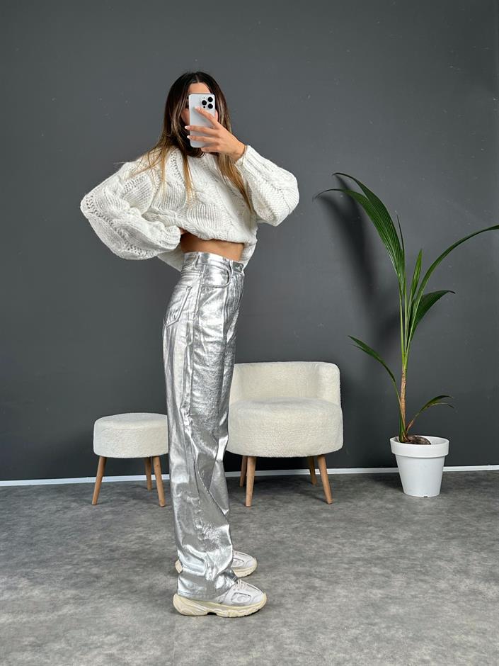 DK Metalik Wide Leg Pantolon 