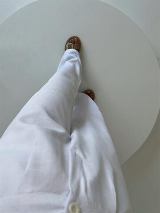 Dora Beyaz Keten  Astarlı Palazzo Pantolon 