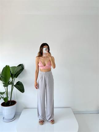 Dora Gri Keten Palazzo Pantolon