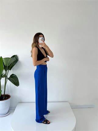 Dora Mavi Keten Palazzo Pantolon