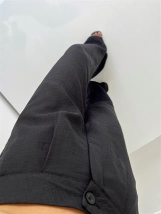 Dora Siyah Keten Palazzo Pantolon