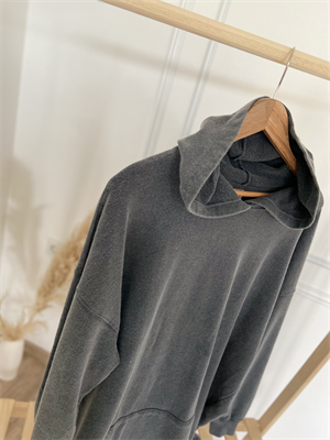 Doux Gri Kapşonlu Cepli Sweatshirt