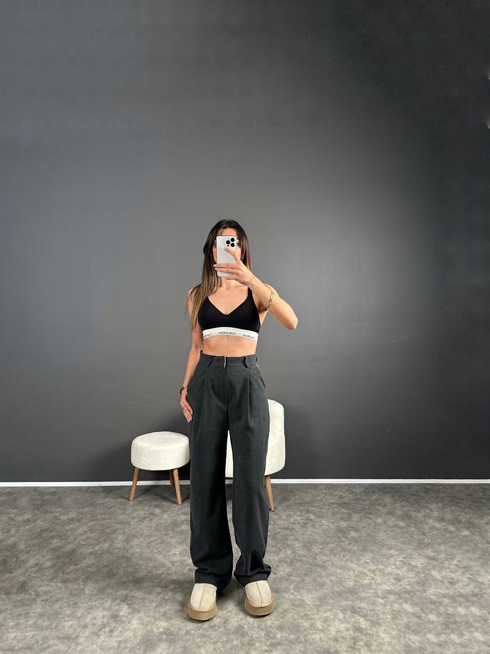 Antrasit  Premium Kalite Yünefek Palazzo Pantolon 