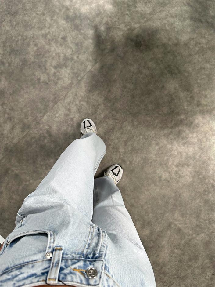 Davy Buz Mavisi Eskitme Wide Leg Jean 