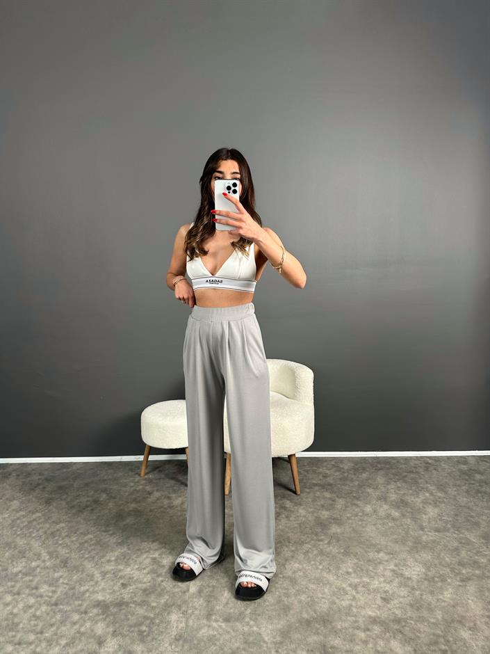Anja Açık Gri Pike Modal Kumaş Pantolon