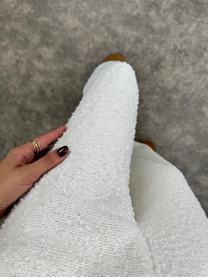 Ruvi Beyaz Tasarım Triko Pantolon
