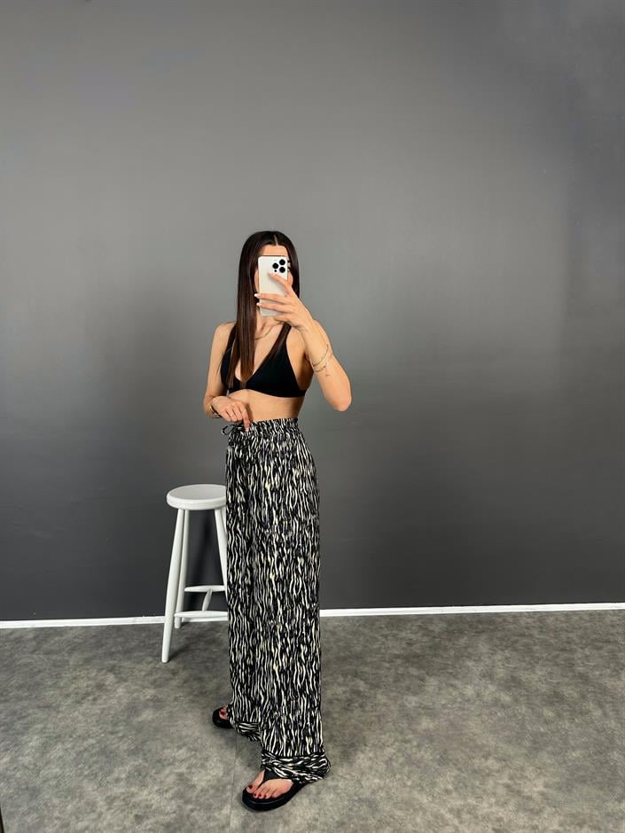 Orsa Beli Lastikli Yüksek Bel Paçası Biritli Pantolon 