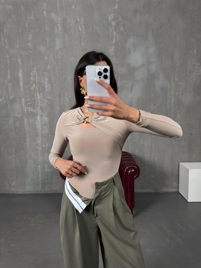 Payne Açık Vizon Metal Toka Detaylı Bodysuit