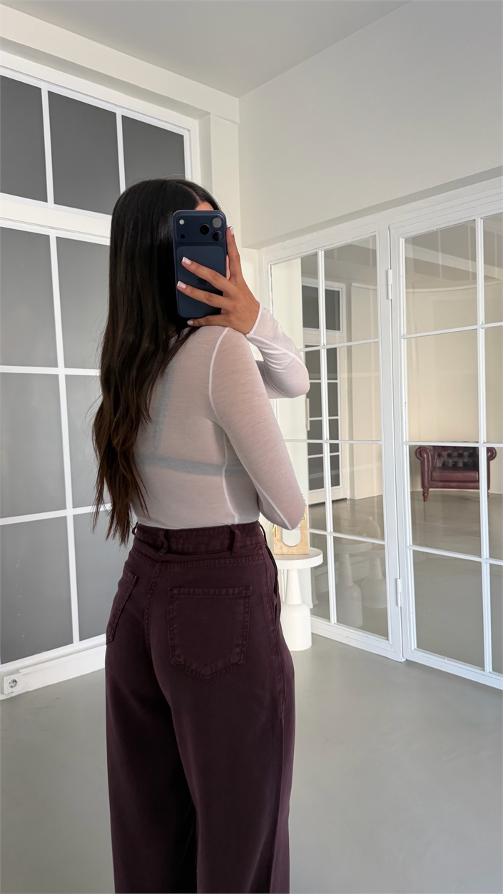 Mürdüm Yıkamalı Tencel Denim Pantolon GAUS-01786