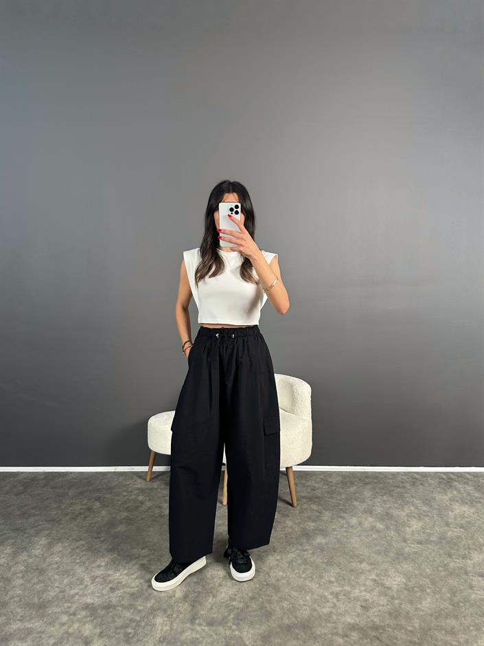 Siyah Balon Paraşüt Pantolon 