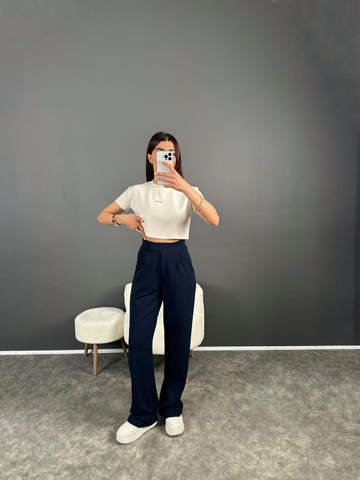 Riona Lacivert Cırt Bantlı Pantolon