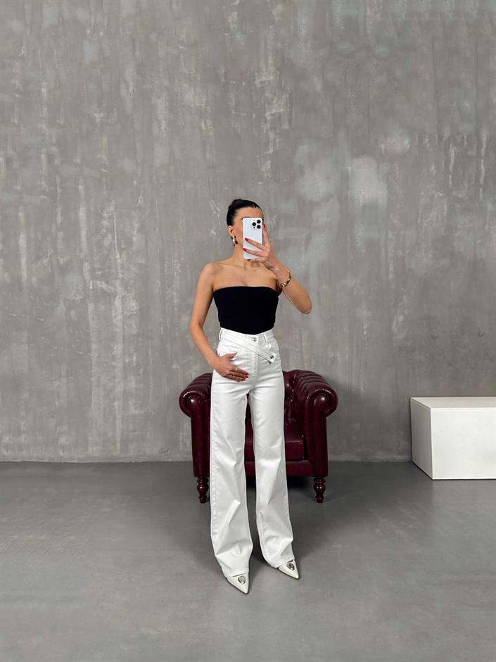 Mifa Beyaz Kemer Detaylı Jean