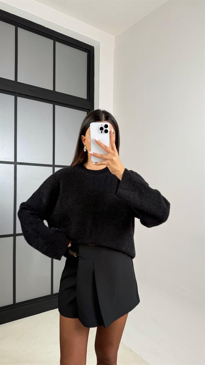 Siyah Yumuşak Dokulu Triko Kazak GAUS-00508