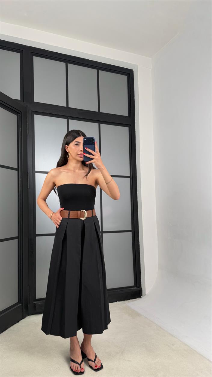 Siyah Kemerli Etek Pantolon GAUS-01571
