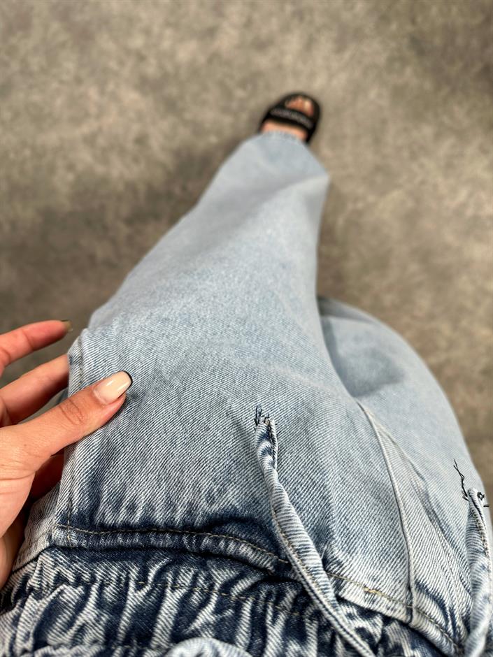 Premium Beli Lastikli Mavi Jean