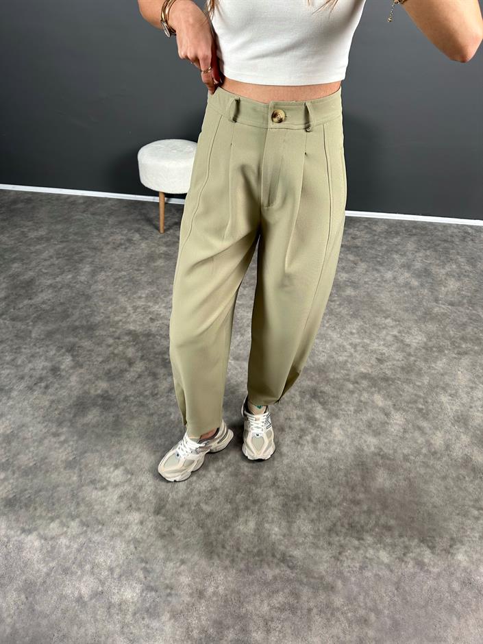 Julia Yeşil Balon Şalvar Premium Pantolon