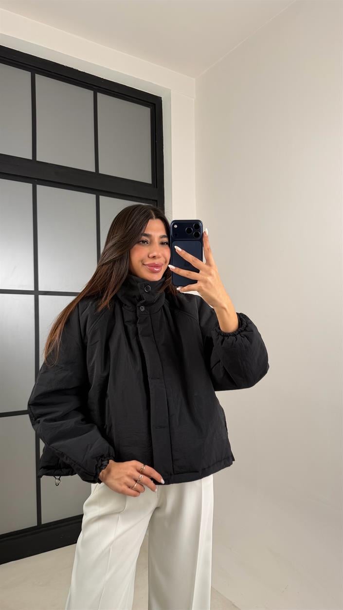 Siyah Oversize Astarlı Şişme Mont GAUS-00611