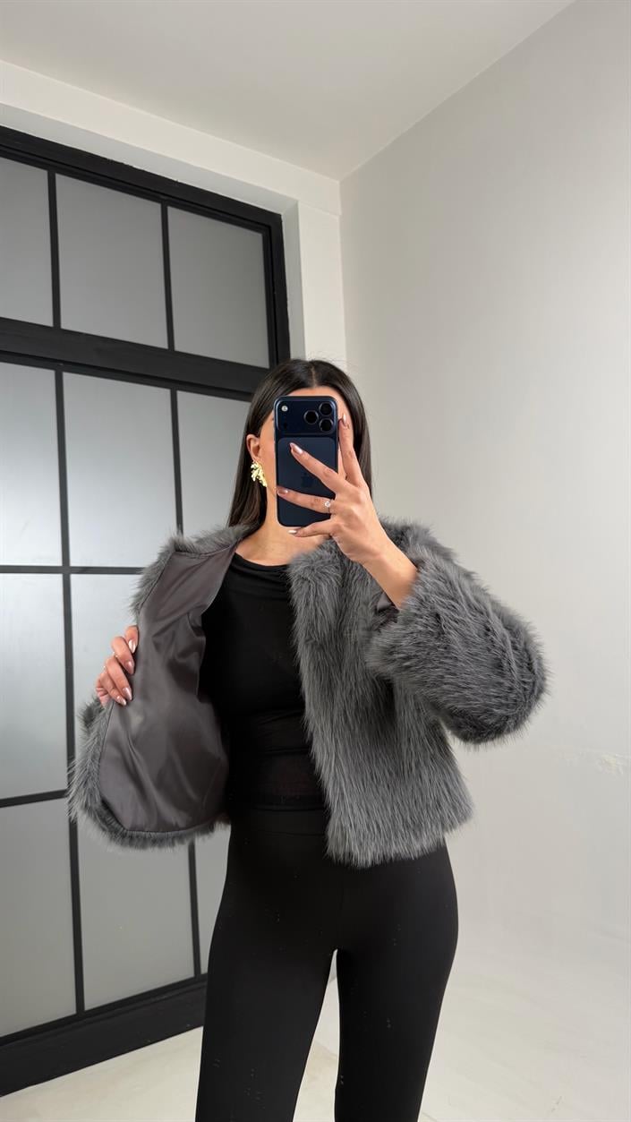 Füme Astarlı Muadil Crop Kürk GAUS-01103