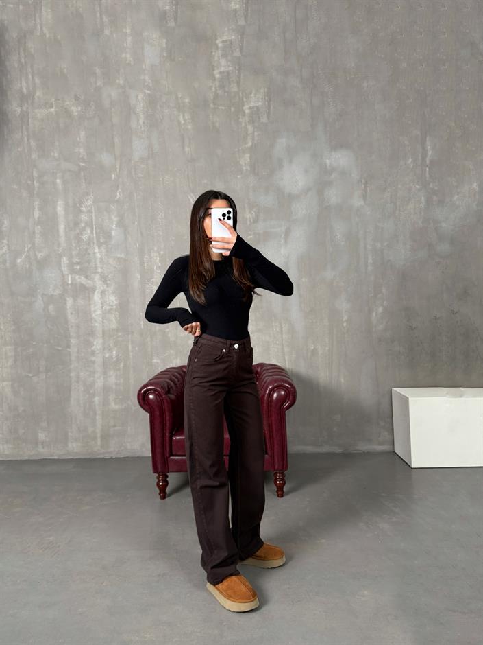 Revin Acı Kahve ZR Model Wide Leg Jean